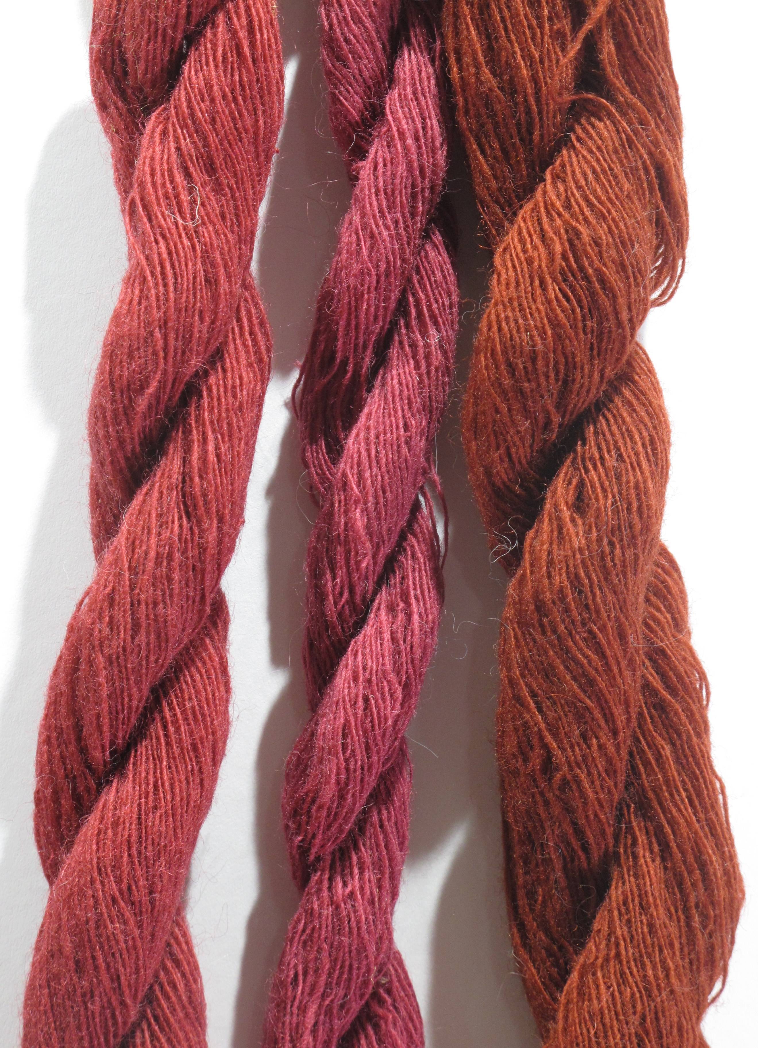 Three Skeins of Dyed Wool detail - Ethel Hammond (1975.2.1 a-c)